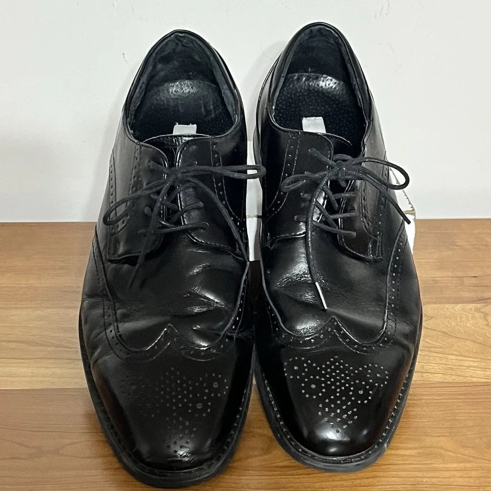 Joseph Abound Men's Black Leather‎ Wingtip Lace-Up Oxford Dress Shoes Size 10.5D